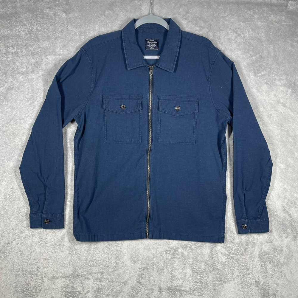 Abercrombie & Fitch Zip Shirt Jacket Mens XL Blue Stretch Utility Chore